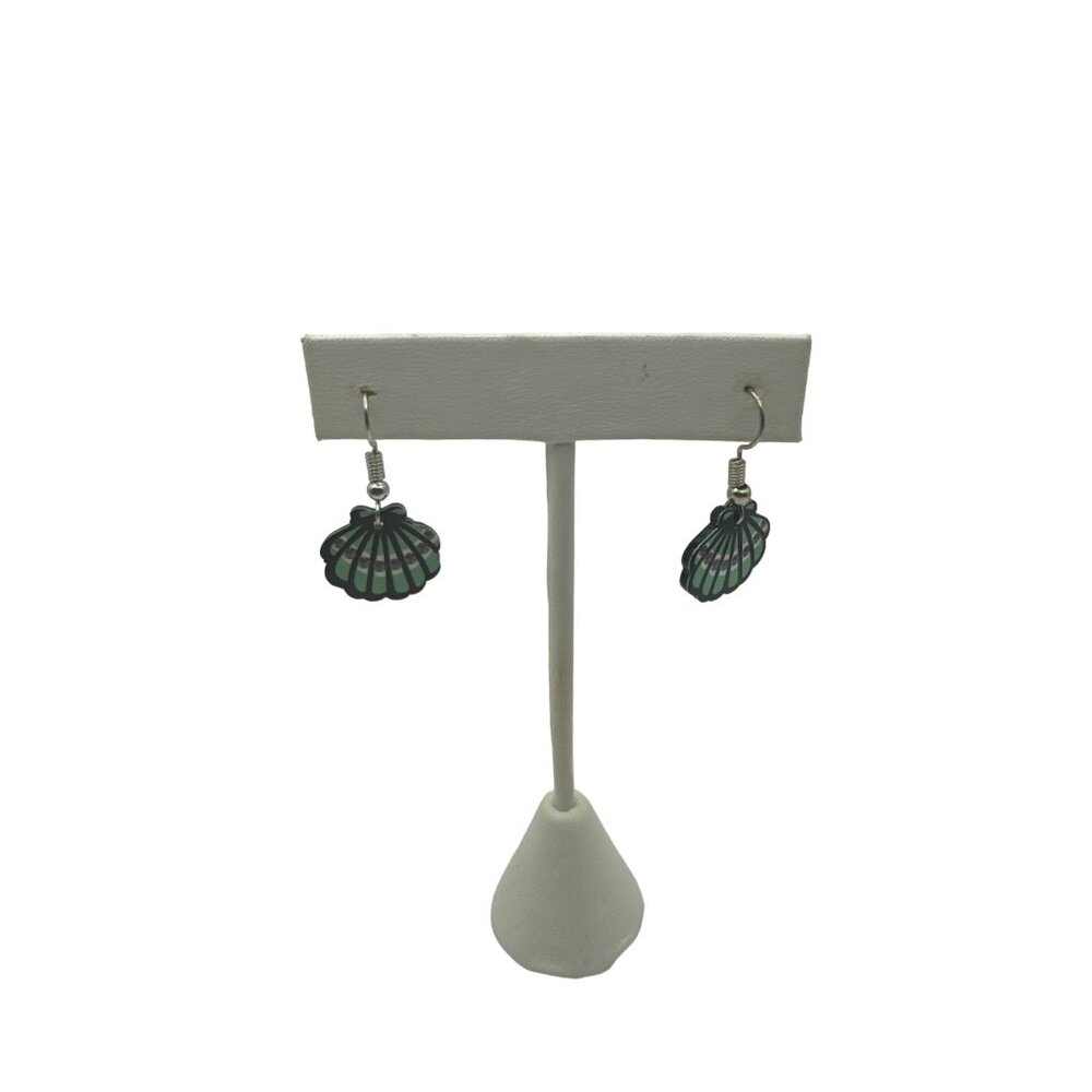 Green Shell Dangle Earrings for Women Stainless Steel Hooks Beach Ocean